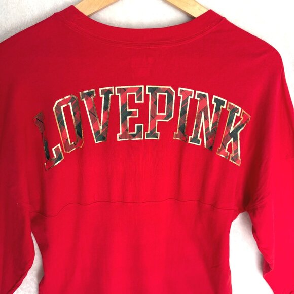XS‎ Love Pink Victorias Secret Red L/S Oversized stadium top shirt - Picture 5 of 9